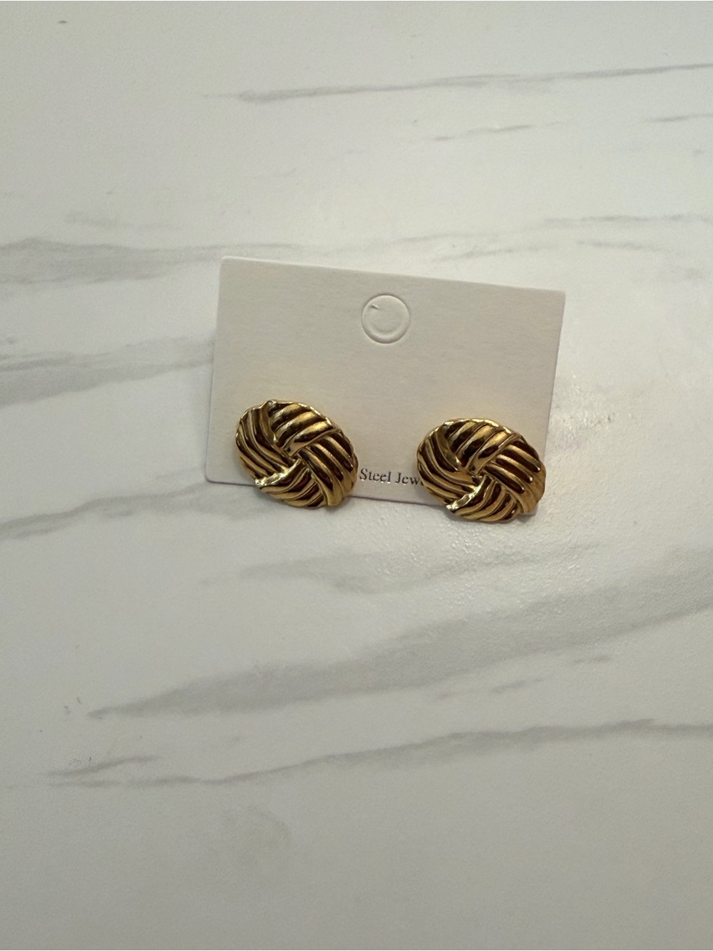 Gold-Tone Braided Knot Stud Earrings - Elegant Women Jewelry